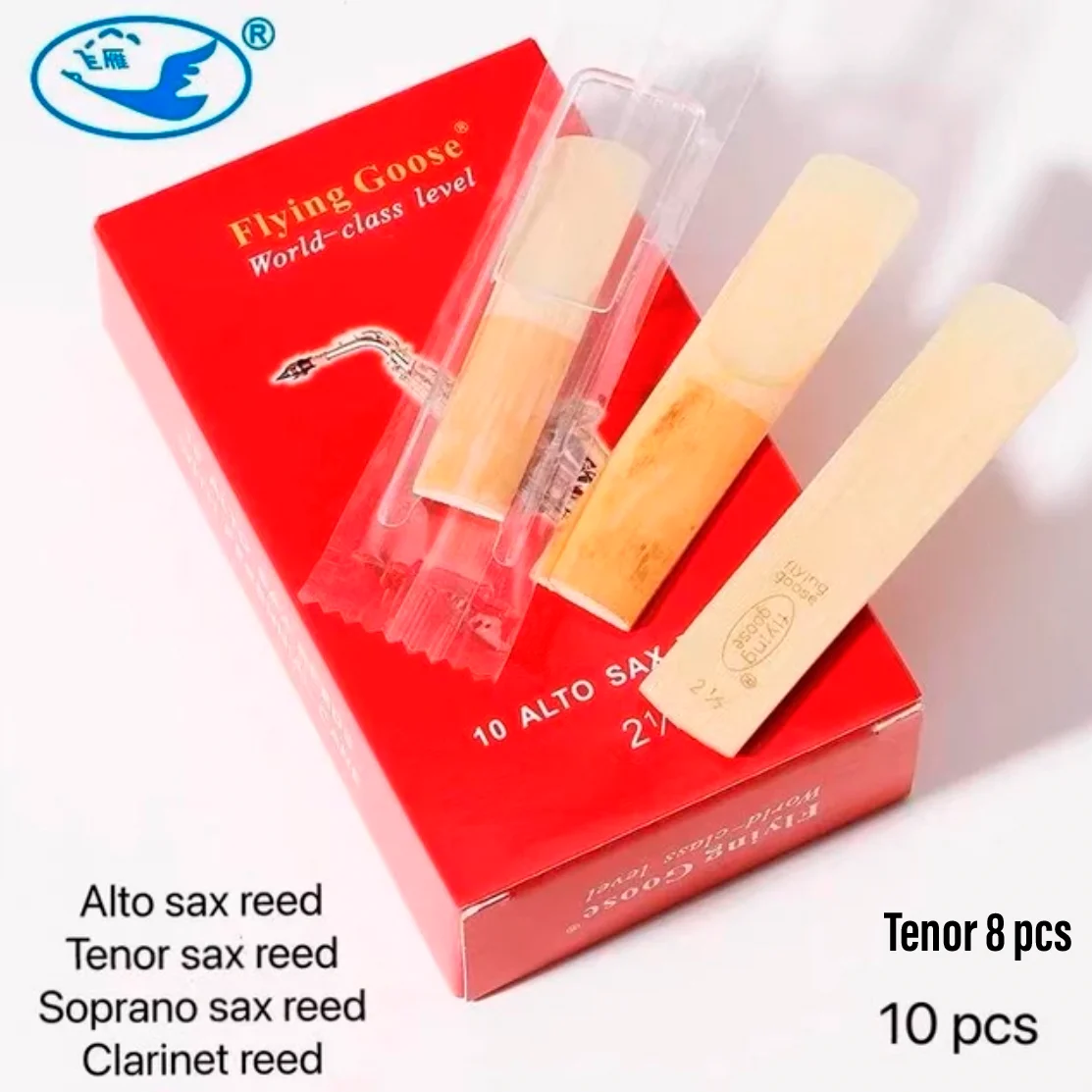 

Red box Alto/ Soprano saxophone/ Bb Clarinet Reed【10 reeds/box】2.0/2.5/3.0 Tenor saxophone【8 reeds/box】Reed 2.0/2.5/3.0