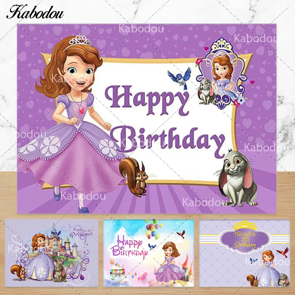 

Disney Princess Sofia Photo Backdrop Purple Skirt Girls Birthday Party Photography Background Decor Props
