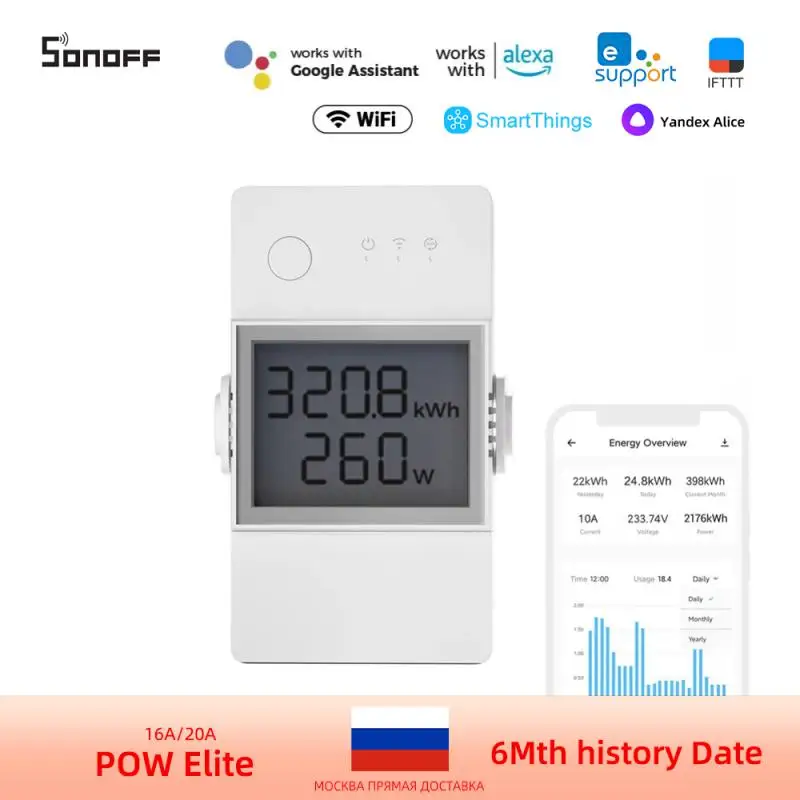 

Sonoff Smart Power Meter Switch POW Elite Wifi ESP32 LCD Screen Via Alexa Smartthings Alice Google Home Assistant Ifttt Ewelink