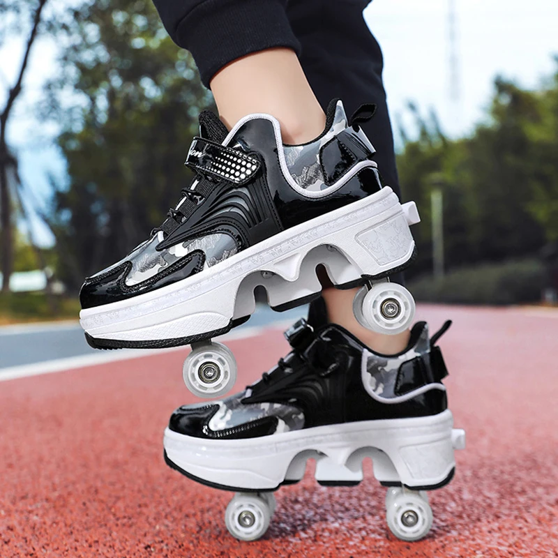 

Deform Roller Skate Shoes Professional Double Row 4-Wheel Skates Youth Men Women Parkour Runaway Sneakers With 4 Wheels Shoes