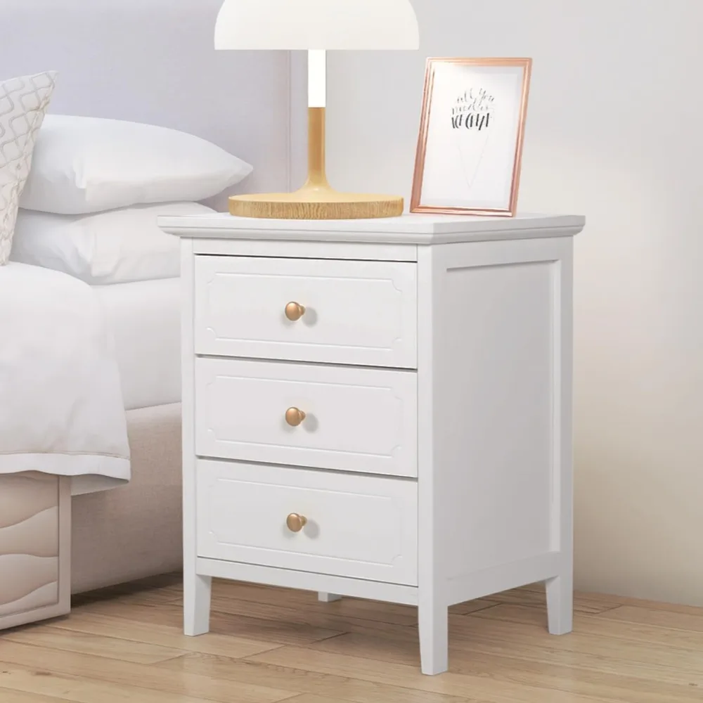 3 Drawer White Nightstand Wooden Large Night Stands with Gold Handle 19 Inch Modern Bedside Table for Bedrooms Mesa de Noche
3 Drawer White Nightstand Wooden Large Night Stands with Gold Handle 19 Inch Modern Bedside Table for Bedrooms Mesa de Noche