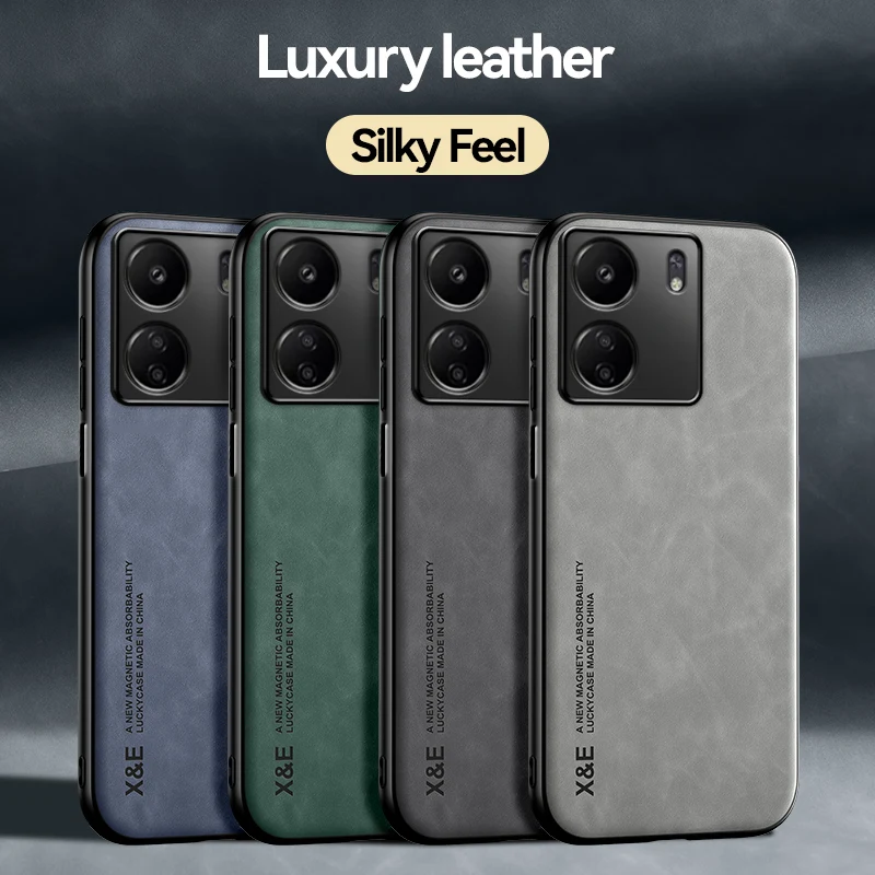 

For Xiaomi Redmi 13C Case Luxury Leather Texture Silky Feel Cover With Magnetic Attaction inside For Redmi 13C