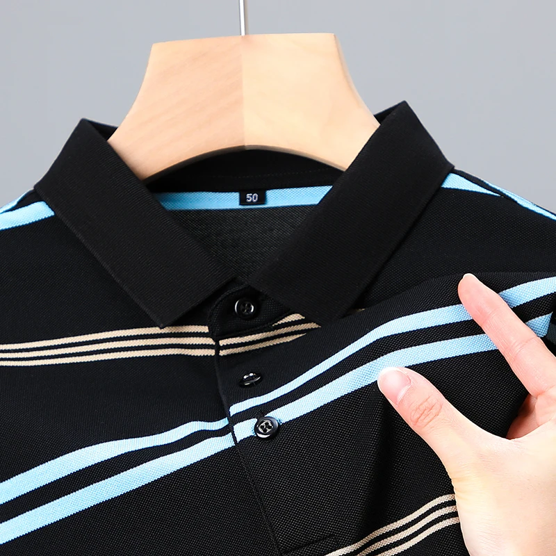 Cotton Summer High-quality Men's Lapel Polo Shirt T-shirt Stripe Color Matching High-end Business Casual Short-sleeved Top M-4XL
Cotton Summer High-quality Men's Lapel Polo Shirt T-shirt Stripe Color Matching High-end Business Casual Short-sleeved Top M-4XL