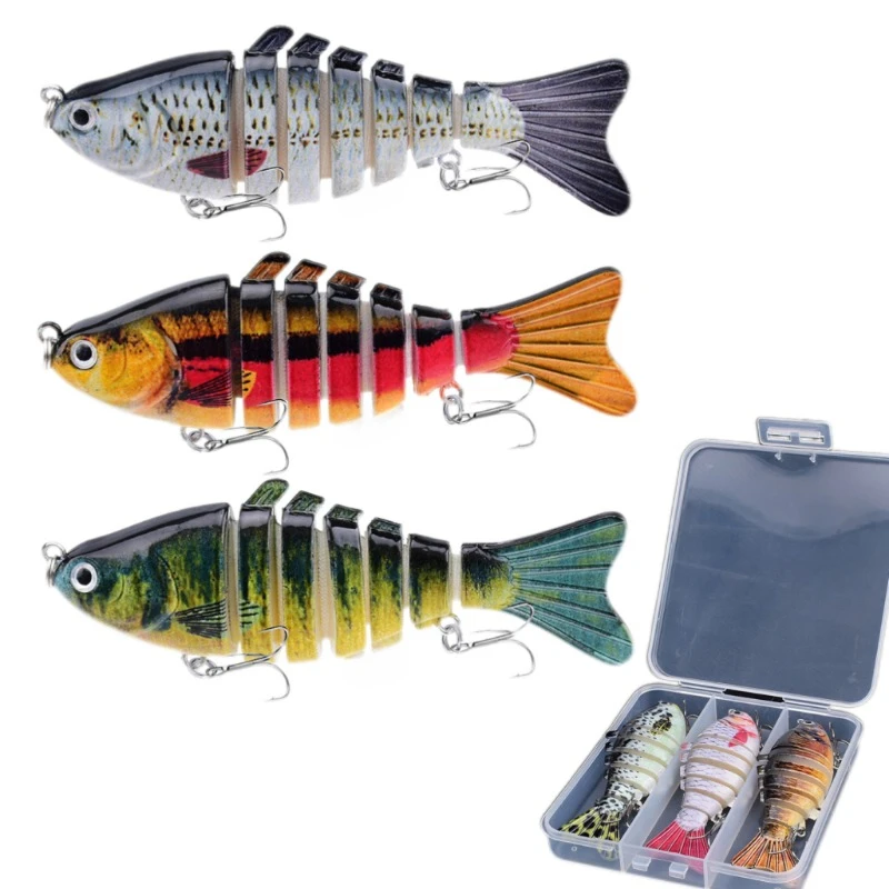 

Multi Jointed Artificial Bait 7Segment Fishing Lure Slow Sinking Bionic Cool Fish Gear 3Pcs 10cm 15g