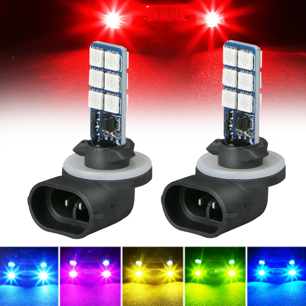 

1set 5050 881 Colourful LED RGB 12SMD Car Headlight Fog Lights Lamp Bulb Car Driving Signal Light Bulb Car Lights Accessories