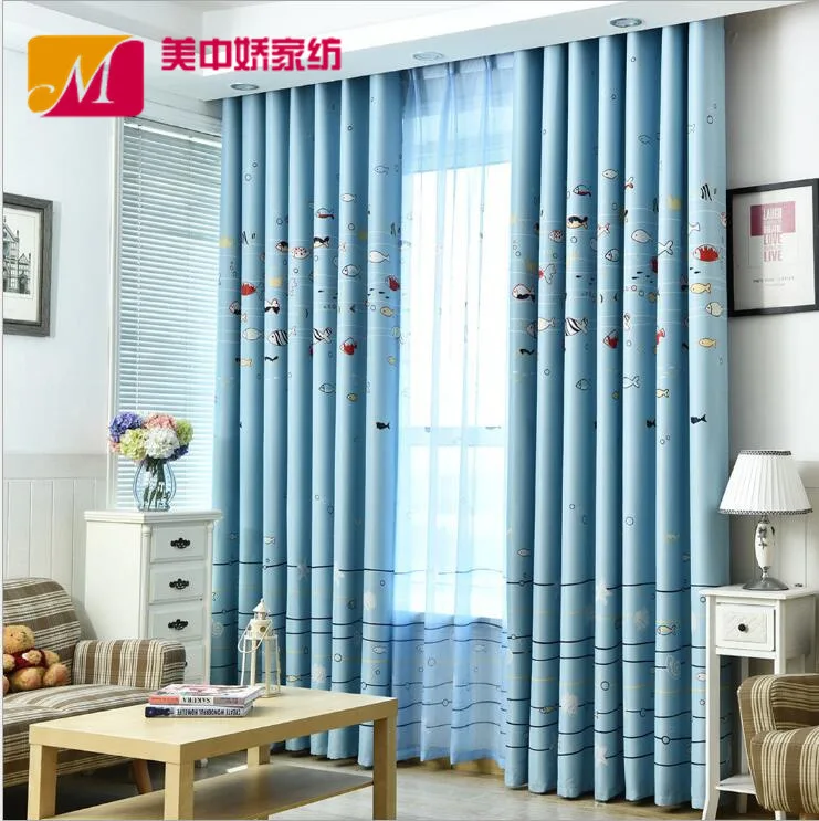 

Mediterranean Striped Full Shading Curtain Fabric Minimalist Curtains for Living Dining Room Bedroom