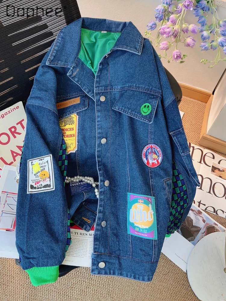 Street Style Contrast Color Plaid Stitching Long Sleeves Denim Coat 2023 Spring and Autumn Loose Retro Denim Jacket Women
Street Style Contrast Color Plaid Stitching Long Sleeves Denim Coat 2023 Spring and Autumn Loose Retro Denim Jacket Women