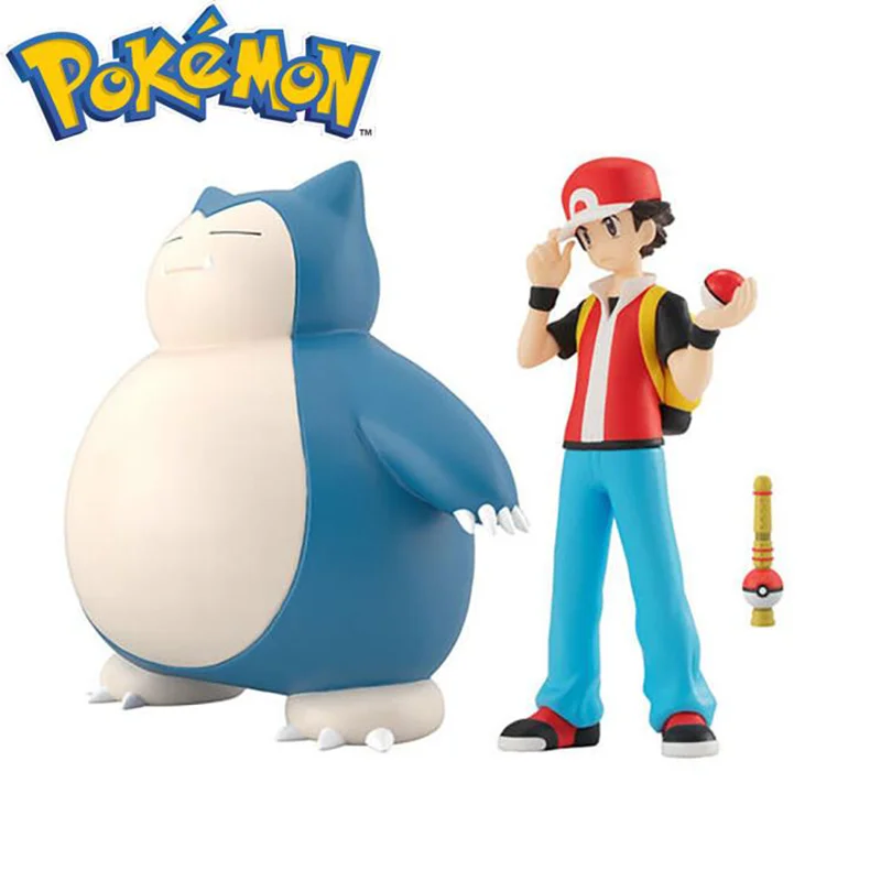 

100% Original Pokemon Scale World Kanto Red and Snorlax Figure Set Reissue Bandai In Stock Anime Figure Collectible Model Toys
