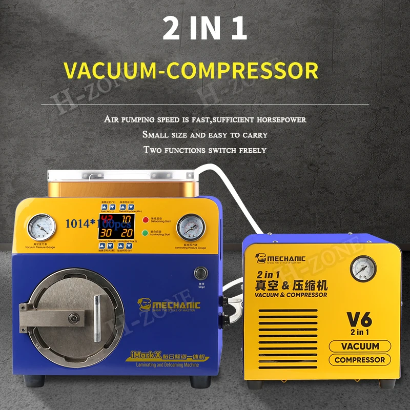 MECHANIC V6 600W Intelligent vacuum pump & compressor 2 IN 1 machine used with laminator for LCD/straight screen phone repair
MECHANIC V6 600W Intelligent vacuum pump & compressor 2 IN 1 machine used with laminator for LCD/straight screen phone repair