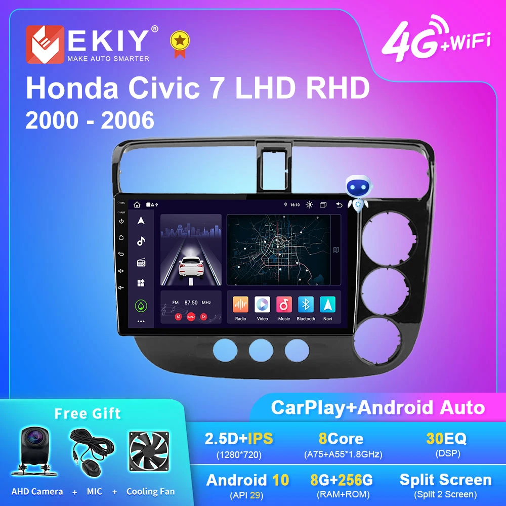 

EKIY X7 Android Car Radio For Honda Civic 7 LHD RHD 2000 - 2006 Navi GPS 1280*720 DSP Carplay Multimedia Player Auto Stereo DVD