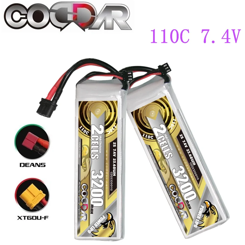 CODDAR 3200MAH 2S 7.4V 110C For 300mm to 380mm FPV FMS 70mm EDF Jets 1400mm 3D Plane 600mm to 700m Helicopter LiPo Battery
CODDAR 3200MAH 2S 7.4V 110C For 300mm to 380mm FPV FMS 70mm EDF Jets 1400mm 3D Plane 600mm to 700m Helicopter LiPo Battery