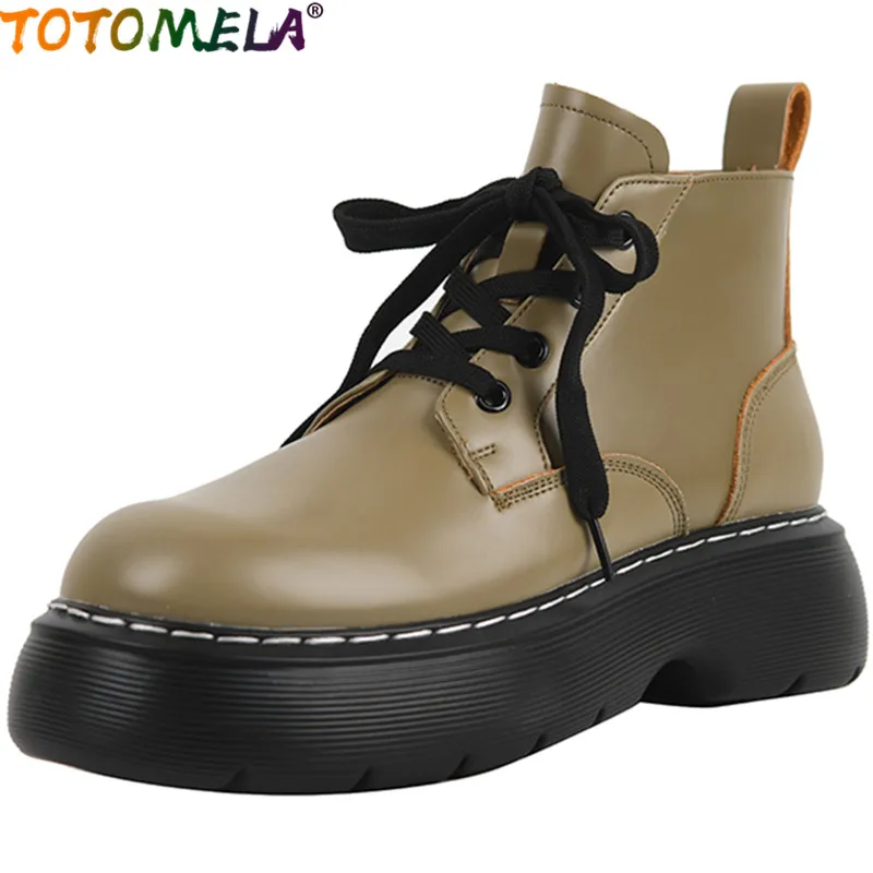 TOTOMELA 2022 New Lace Up Genuine Leather Women Boots Vintage Winter Ankle Boots Flat With Heels Platform Shoes
TOTOMELA 2022 New Lace Up Genuine Leather Women Boots Vintage Winter Ankle Boots Flat With Heels Platform Shoes