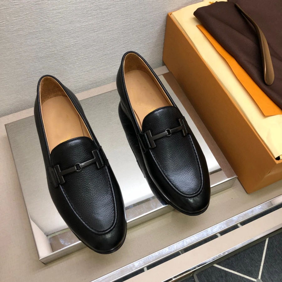 

Grand Leather Men's Black Designer British Busines loafers Casual Shoes Square a Pedal Dress Tide Wedding Oxford shoess