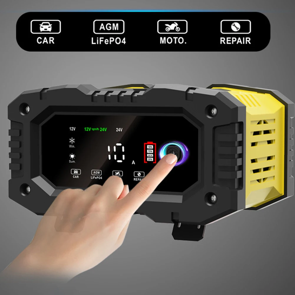 1pc 20A/10A Car Motorcycle Battery Charger 12V/24V Yellow Smart Charger 19.2*16.5*10.2cm Universal ABS Accessories Portable
1pc 20A/10A Car Motorcycle Battery Charger 12V/24V Yellow Smart Charger 19.2*16.5*10.2cm Universal ABS Accessories Portable
