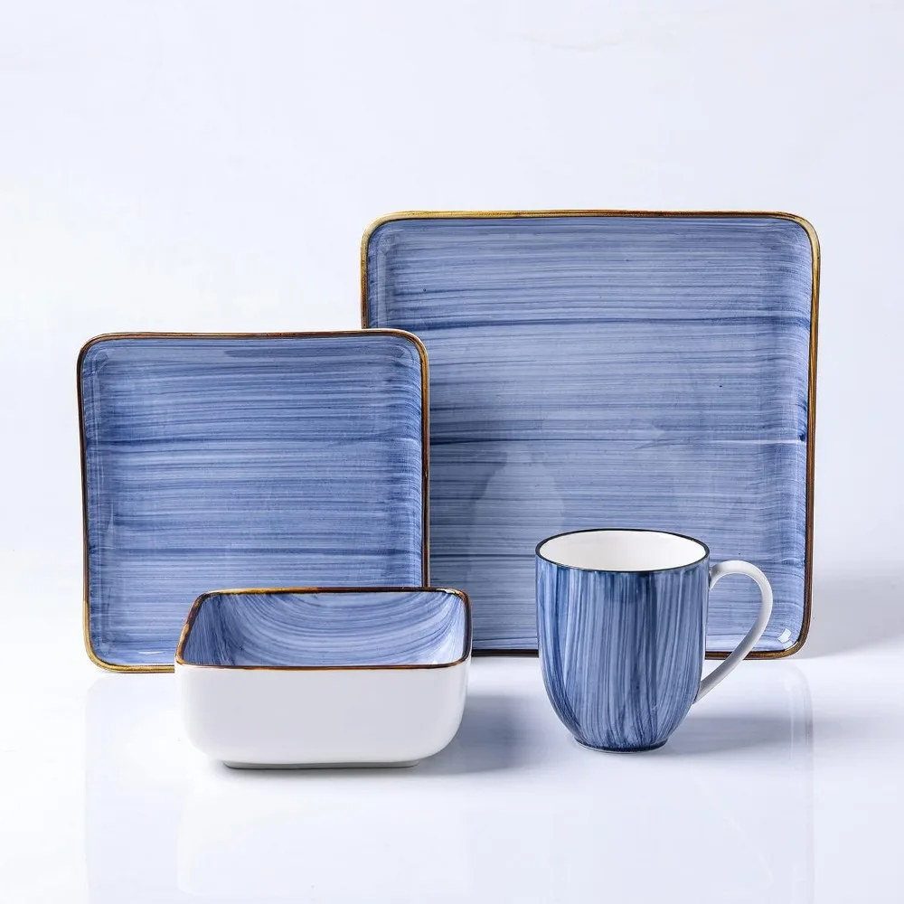 Ceramic Dinnerware Set 32 Pieces Square Blue Brushed Design Dinner Set of Cutlery Plates Dinner Sets Cookware Tableware Bowl
Ceramic Dinnerware Set 32 Pieces Square Blue Brushed Design Dinner Set of Cutlery Plates Dinner Sets Cookware Tableware Bowl