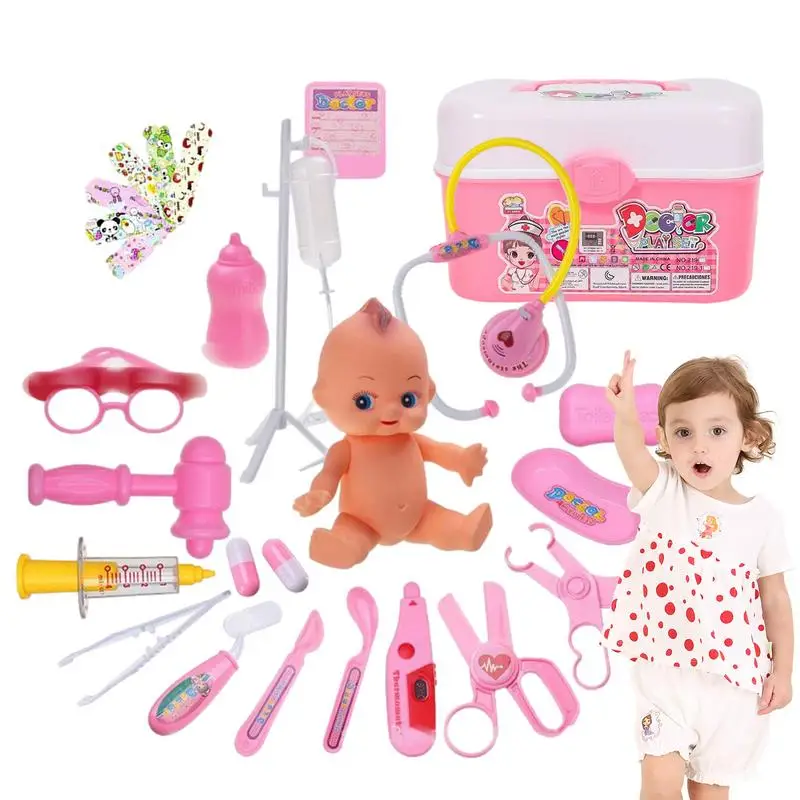 Kids Doctor Playset 22Pcs Preschool Pretend Play Dress Up Doctor Role-playing Games with Stethoscope Doll For Children Gift
Kids Doctor Playset 22Pcs Preschool Pretend Play Dress Up Doctor Role-playing Games with Stethoscope Doll For Children Gift