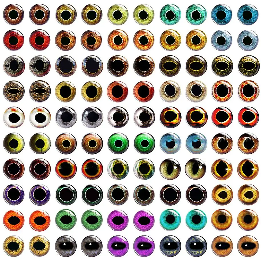

100pcs/50pairs 6 8 10 12mm Mixed Handmade Animal Eyes Dragon Cat Photo Glass Cabochon For Diy Bracelet Earring Jewelry Supply