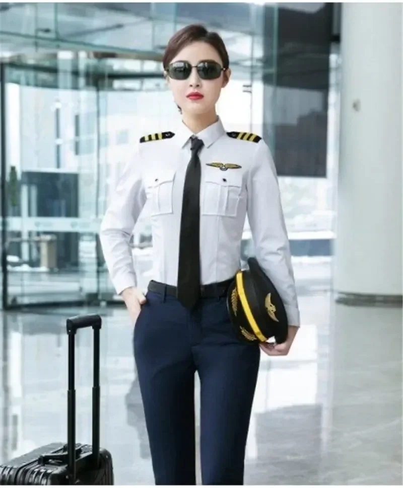Set Autumn Work Uniforms Pilot Attendants Shirt Women's Sleeved Long Summer Men's Aviation Professional For Uniform White Flight
Set Autumn Work Uniforms Pilot Attendants Shirt Women's Sleeved Long Summer Men's Aviation Professional For Uniform White Flight