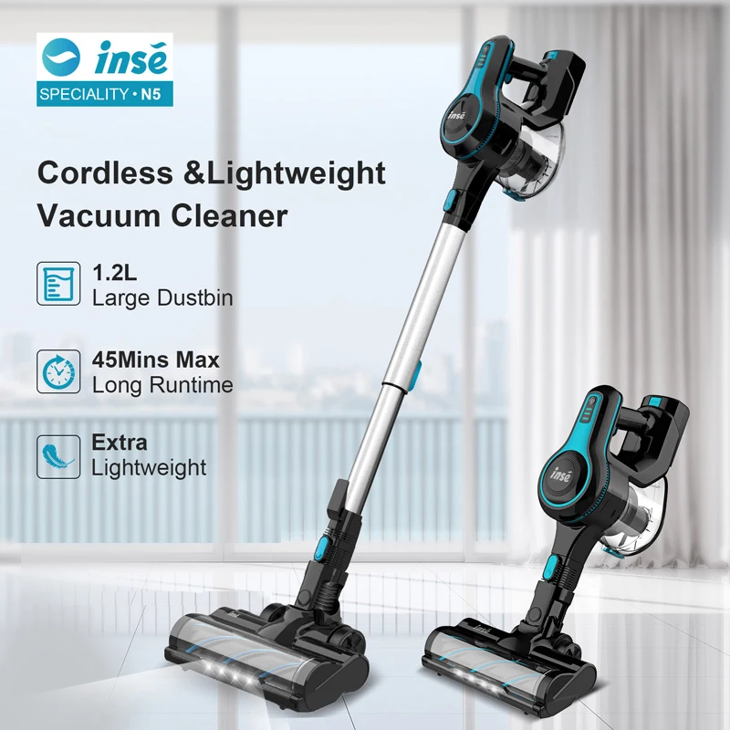 

Wireless Stick Vacuum Cleaner 12Kpa Inse N5 Handheld Household Vacuum 40mins Runtime 1.2L Dustbin Cordless Aspirator Pet Hair