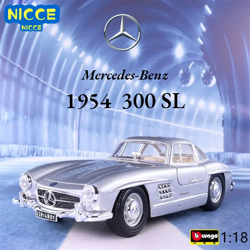 

Bburago 1:18 1954 Mercedes Benz 300 SL Sports Car High Simulation Alloy Diecast Metal Toy Car Model Collection Kids Gifts B335