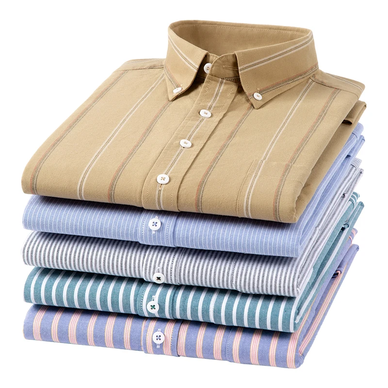 

100% Cotton High Quality Brand New Oxford Shirt Long Sleeve Men's Social Dress Shirt Soft Comfortable Casual Men's Clothing