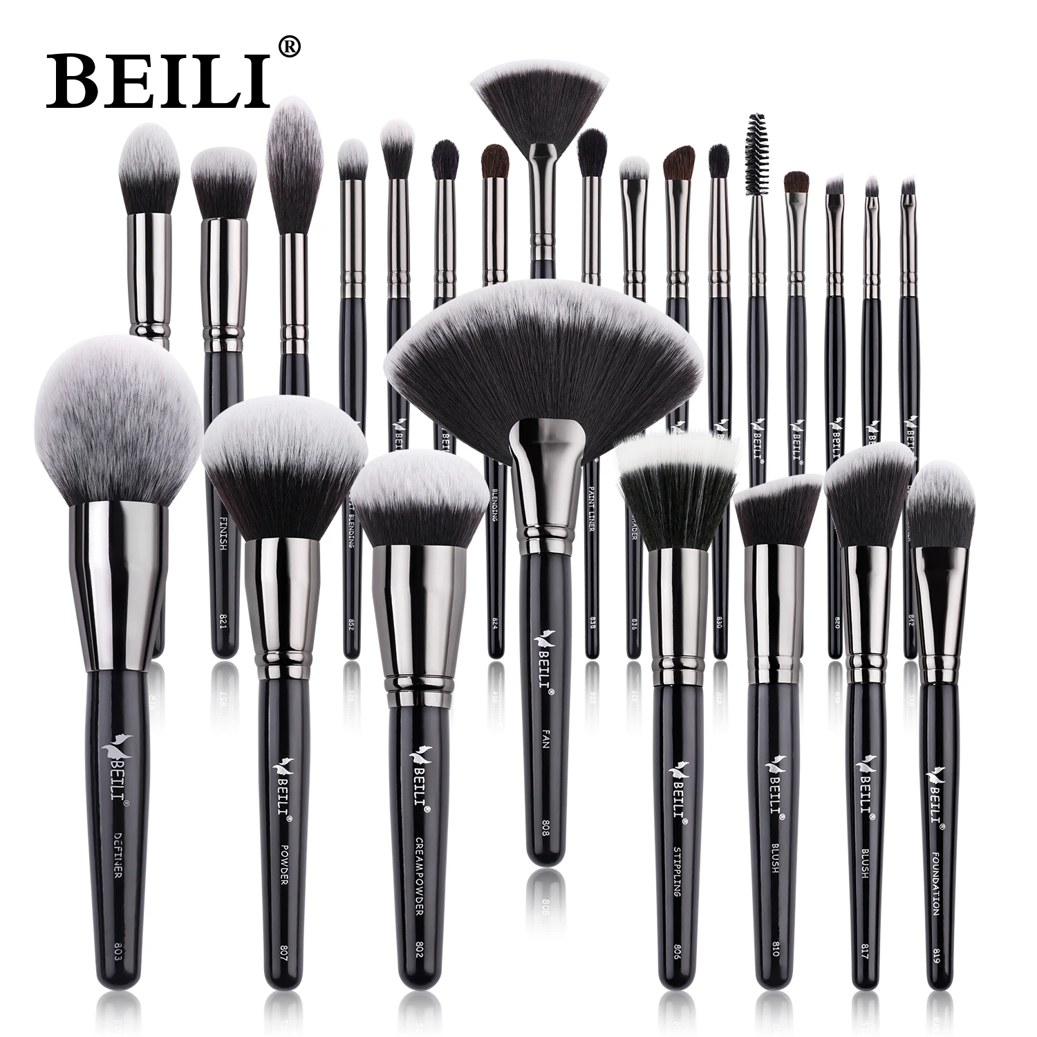 BEILI Black 25PCS Professional Natural Makeup brush set Foundation Eyeshadow Eyebrow Eyeliner Concealer Makeup Brushes
BEILI Black 25PCS Professional Natural Makeup brush set Foundation Eyeshadow Eyebrow Eyeliner Concealer Makeup Brushes