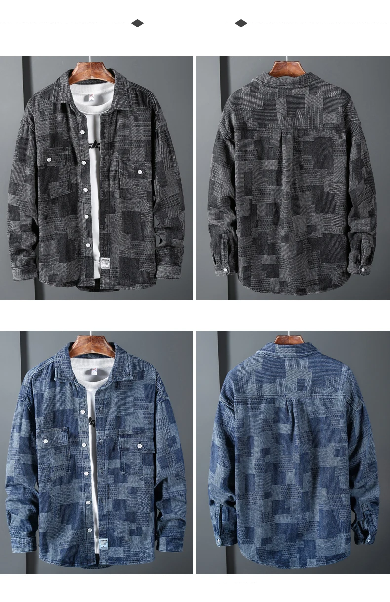 Personality Jacquard Men's Denim Shirt New Fashion Oversized Hip-hop Print Splicing Jeans Shirt Male Streetwear Plus Size 5XL 11 Mallzona Sdf8d928594bf4d1fbda3c3946b98dcbdM Personality Jacquard Men's Denim Shirt New Fashion Oversized Hip-hop Print Splicing Jeans Shirt Male Streetwear Plus Size 5XL Mallzona