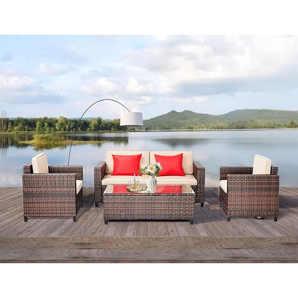 Outdoor Sofa Set, Sectional Set with Cushions and Tempered Glass Table, Outdoor Garden Sofas Sets
Outdoor Sofa Set, Sectional Set with Cushions and Tempered Glass Table, Outdoor Garden Sofas Sets