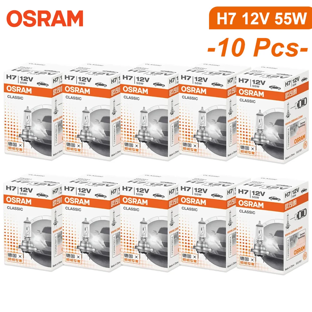 

OSRAM оригинальная Классическая H7 64210 PX26d Стандартная автомобильная лампа ближнего/дальнего света 12 В 55 Вт 3200K белая галогенная лампа для автомобильной фары