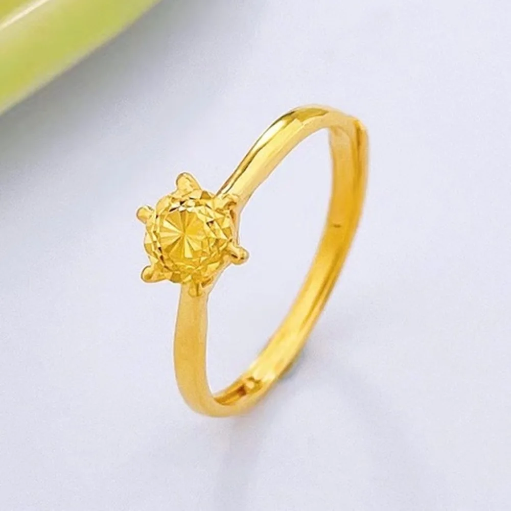 

Real Pure 999 24K Yellow Gold Band Women Gift Lucky Carved Star Ring 2.47g