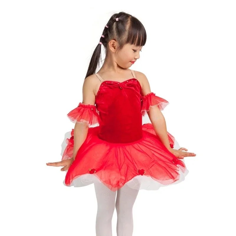 

15307 Red Velvet Ballet Dance Tutu Girls Ballerina Performance Dance Costumes Stage Ballet Tutus Kids Costume