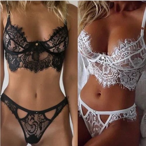 

Fun lingerie European and American sexy lingerie eyelash lace three point style fun set body suit plus size lingerie