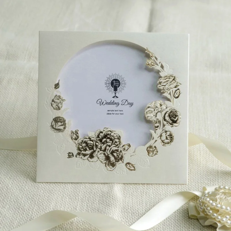 

Элегантные карманные свадебные приглашения из серебристой фольги с розой, пустые открытки с конвертами для помолвки, дня рождения, выпускного, делового ужина
