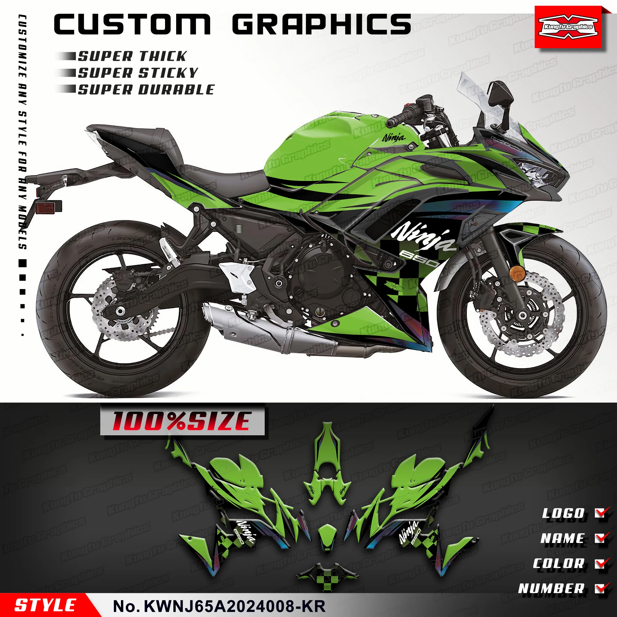 KUNGFU графика Спорт велосипед Декор виниловые наклейки комплект для Kawasaki Ninja 650 2020 2021 2022 2023 KWNJ65A2024008-KR
KUNGFU графика Спорт велосипед Декор виниловые наклейки комплект для Kawasaki Ninja 650 2020 2021 2022 2023 KWNJ65A2024008-KR