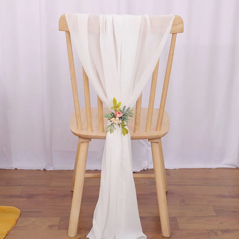 

24PCS 17x275cm Chiffon Chair Sashes Wedding Chair Decoration Long For Wedding Aisle Decorations Party Banquet Event Baby Shower