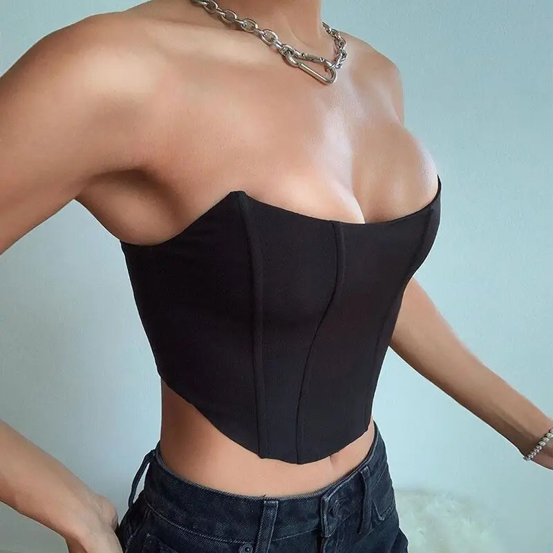 

Women Sexy Push Up Camisole Vest Tank Cami Top Sleeveless Strappy Lace Up Front Bustier Corset Crop Tops Clubwear
