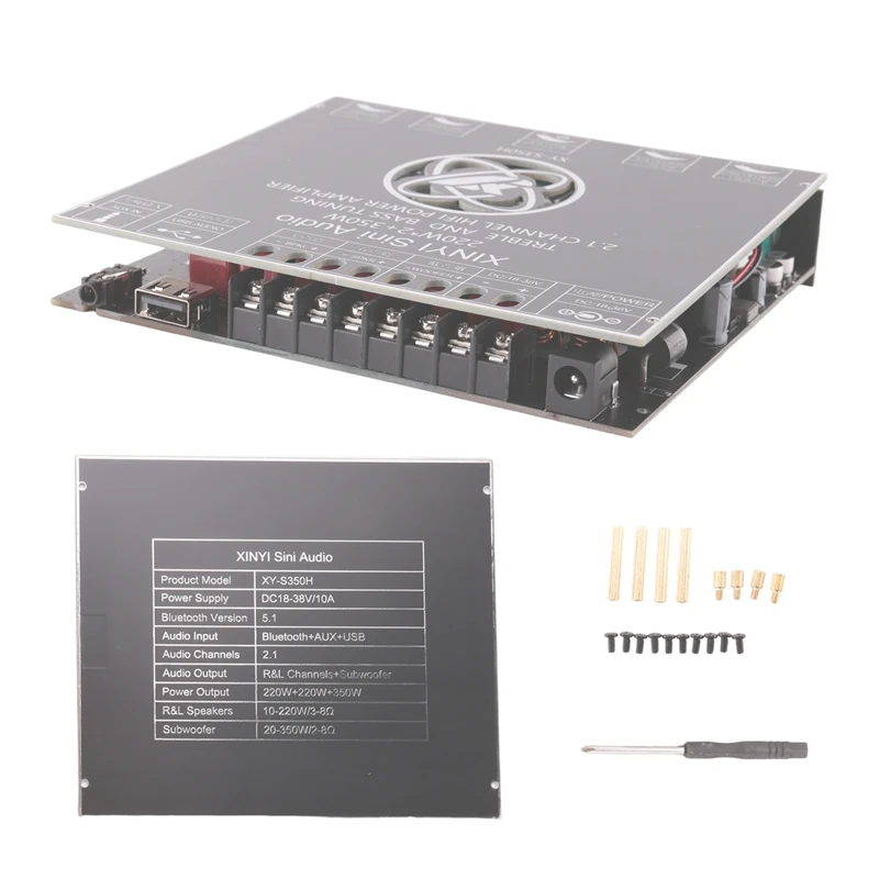 FULL-2.1-Channel TPA3251 Bluetooth Digital Amplifier Module High And Low Tone Subwoofer,220Wx2+350W Amplifier Board XY-S350H
FULL-2.1-Channel TPA3251 Bluetooth Digital Amplifier Module High And Low Tone Subwoofer,220Wx2+350W Amplifier Board XY-S350H