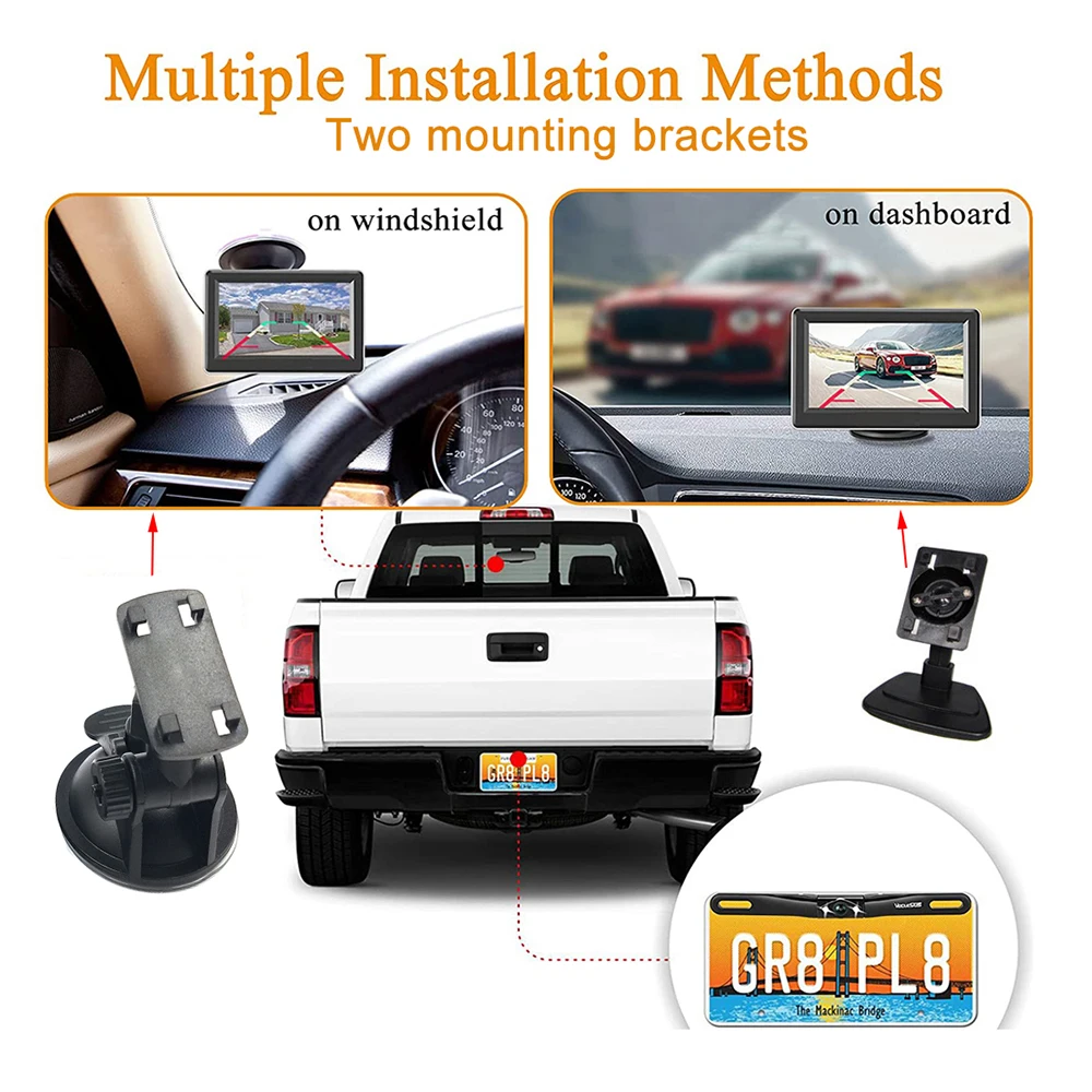 Universal 5 Inch TFT LCD Display Car Monitor with Waterproof Night Vision Security Metal Car Rear View Camera For Trucks Pickup
Universal 5 Inch TFT LCD Display Car Monitor with Waterproof Night Vision Security Metal Car Rear View Camera For Trucks Pickup