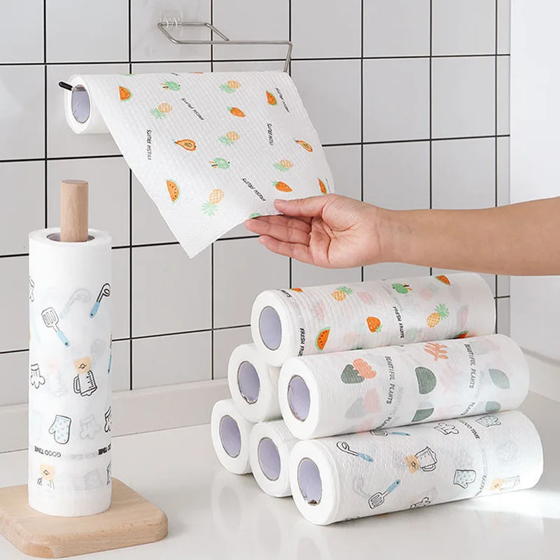 Disposable kitchen rags lazy rags washable kitchen paper thickened wet and dry printed dishcloths disposable napkins 
Disposable kitchen rags lazy rags washable kitchen paper thickened wet and dry printed dishcloths disposable napkins