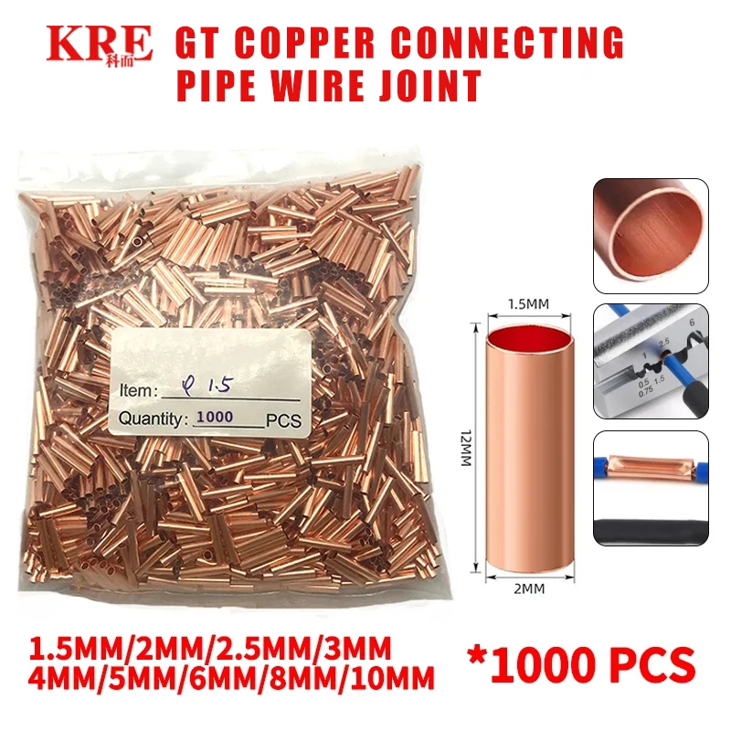 KRE Copper Pipe Butt Joint Intermediate Terminal Wire Connecting Pipe Straight Crimping Pipe GT Cold Crimping Terminal
KRE Copper Pipe Butt Joint Intermediate Terminal Wire Connecting Pipe Straight Crimping Pipe GT Cold Crimping Terminal