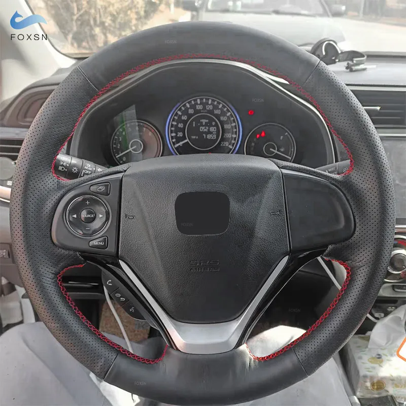 

Braid Steering Wheel For Honda CR-V CRV 2012 2013 2014 2015 2016 Car Interior Steering Wheel Hand-stitched Leather Cover Trim