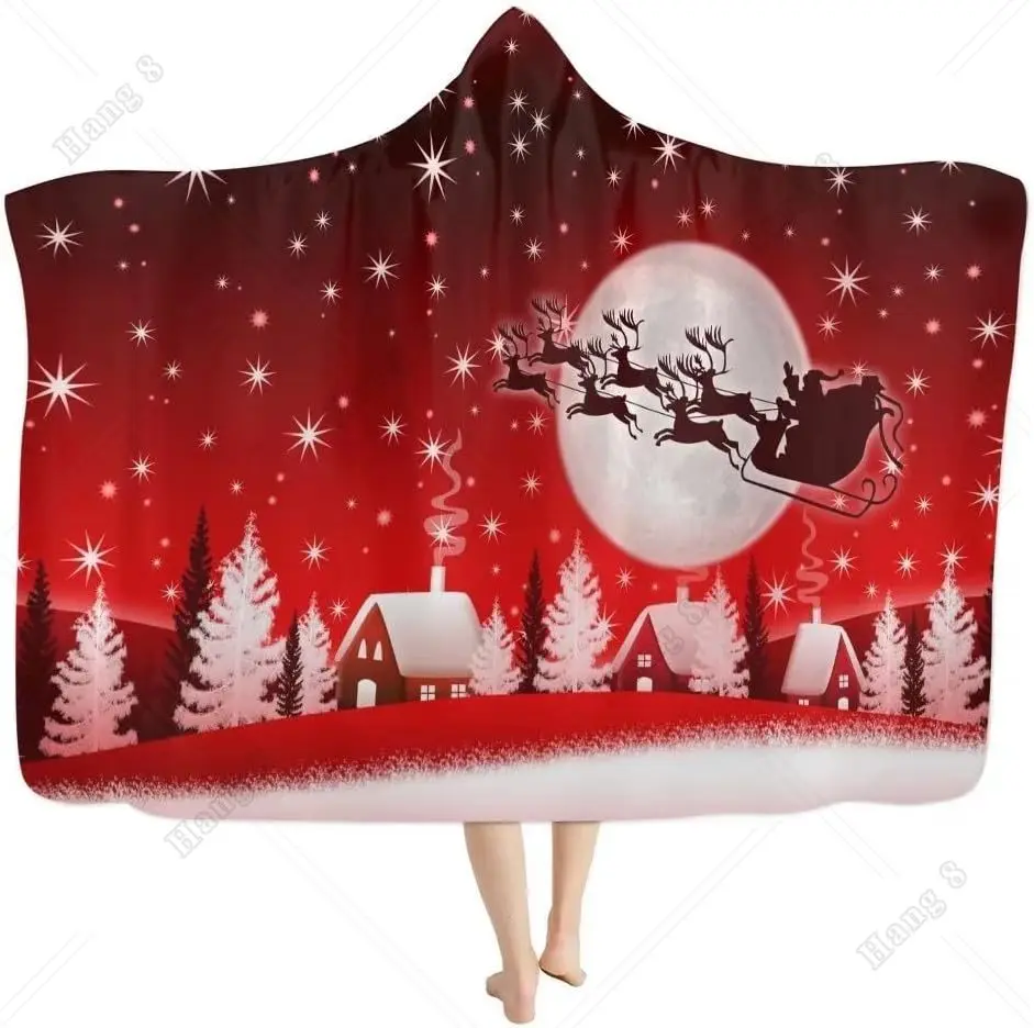 Christmas Santa Claus Sled Hooded Blanket Sherpa Throw Wearable Blanket Wrap for Sofa Bed Wearable Portable Home 50x60in
Christmas Santa Claus Sled Hooded Blanket Sherpa Throw Wearable Blanket Wrap for Sofa Bed Wearable Portable Home 50x60in