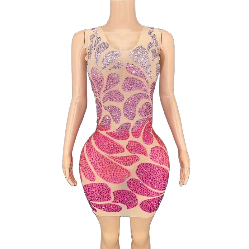 Sparkly Multicolor Rhinestones Sleeveless Mesh Transparent Short Bodycon Dress Women Birthday Celebrate Prom Club Dress
Sparkly Multicolor Rhinestones Sleeveless Mesh Transparent Short Bodycon Dress Women Birthday Celebrate Prom Club Dress