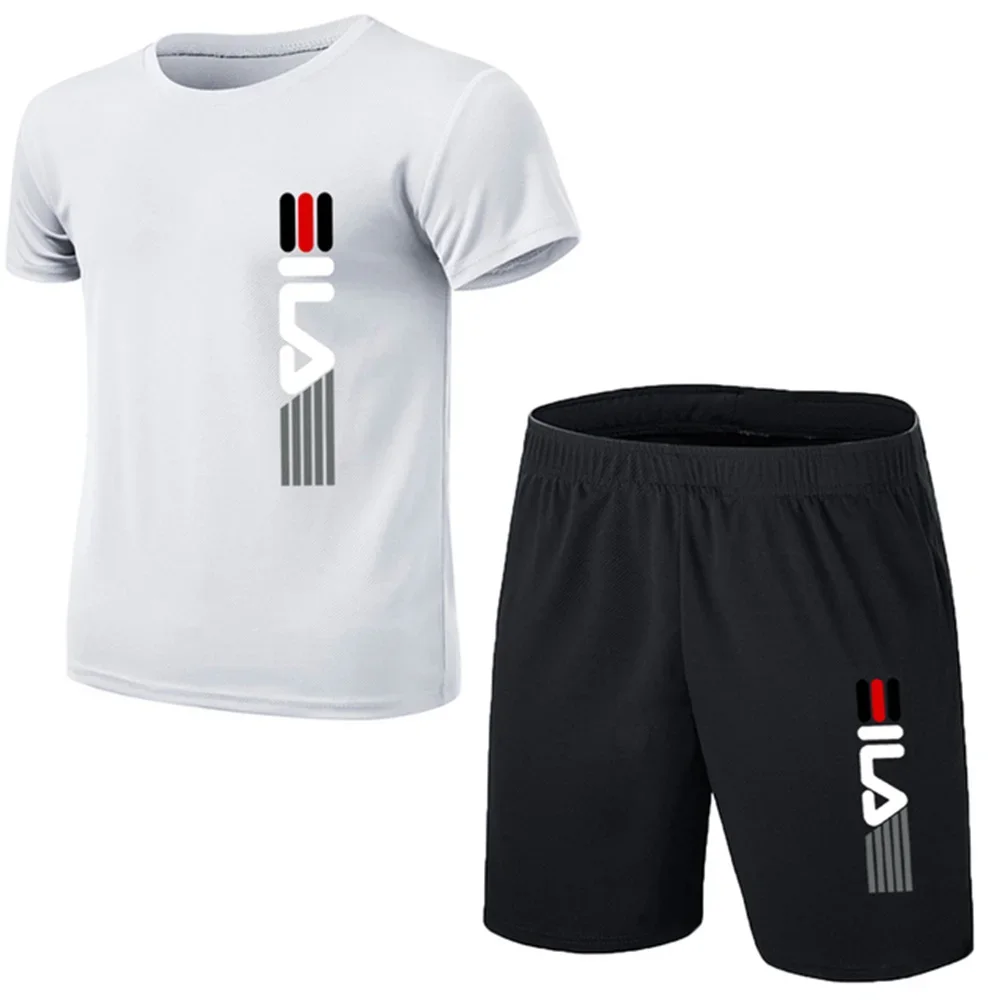 Summer men's short-sleeved street quick-drying T-shirt + jogging shorts two-piece fashion casual sportwear suit
Summer men's short-sleeved street quick-drying T-shirt + jogging shorts two-piece fashion casual sportwear suit