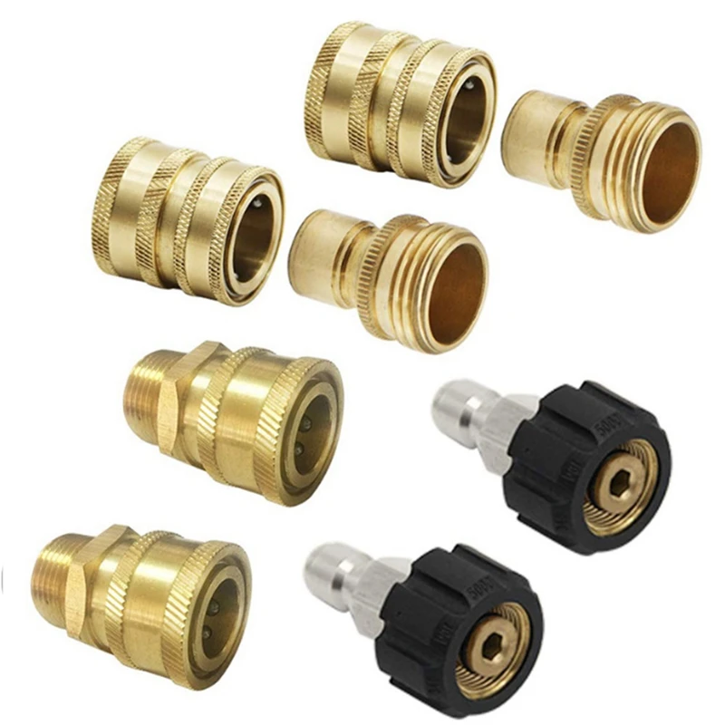 8PCS Pressure Washer Adapter Set, Quick Disconnect Kit, M22 Swivel To 3/8 Inch Quick Connect 3/4 Inch To Quick Release
8PCS Pressure Washer Adapter Set, Quick Disconnect Kit, M22 Swivel To 3/8 Inch Quick Connect 3/4 Inch To Quick Release