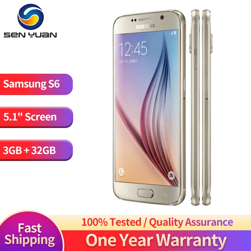 Original Samsung Galaxy S6 G920F G920V 4G Mobile Phone 5.1'' 3GB RAM 32GB ROM 16MP+5MP CellPhone Octa Core Android SmartPhone
Original Samsung Galaxy S6 G920F G920V 4G Mobile Phone 5.1'' 3GB RAM 32GB ROM 16MP+5MP CellPhone Octa Core Android SmartPhone