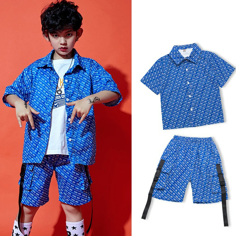 Children Jazz Modern Dance Costumes Blue Shirts Loose Shorts Kpop Outfit Boys Hip Hop Dance Clothes Girls Festival Wear DQS9785
Children Jazz Modern Dance Costumes Blue Shirts Loose Shorts Kpop Outfit Boys Hip Hop Dance Clothes Girls Festival Wear DQS9785