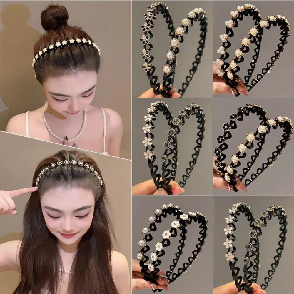 

Wave design Bangs fixed HeadHoop Rhinestone Pearl Beauty Tool Rhinestone HairClip Styling Tools Non-Slip Broken hair artifact