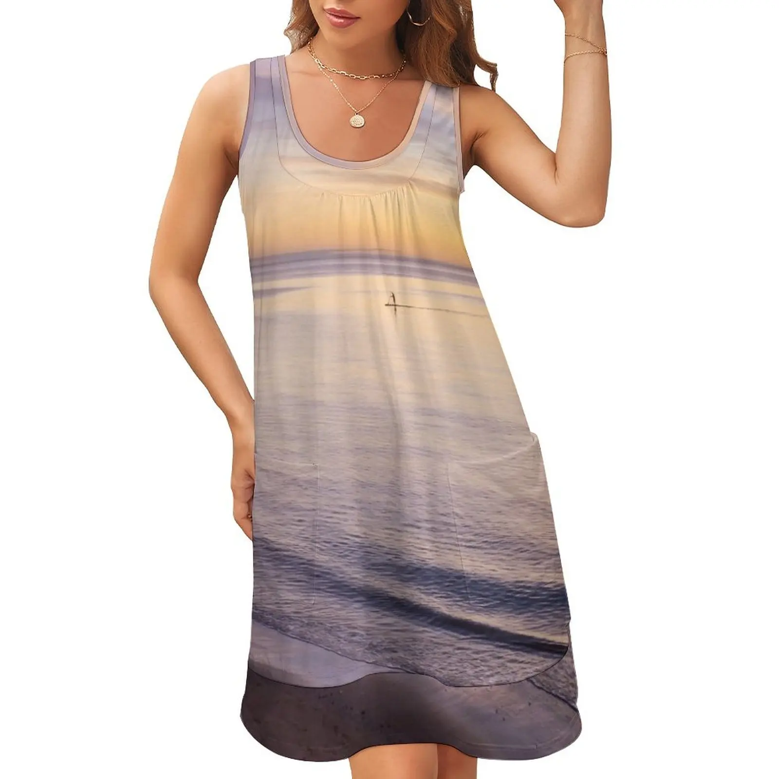 Sunset Paddle Sleeveless U-Neck Fake Two Piece Dress women's luxury party dress dress for woman Woman's evening
Sunset Paddle Sleeveless U-Neck Fake Two Piece Dress women's luxury party dress dress for woman Woman's evening