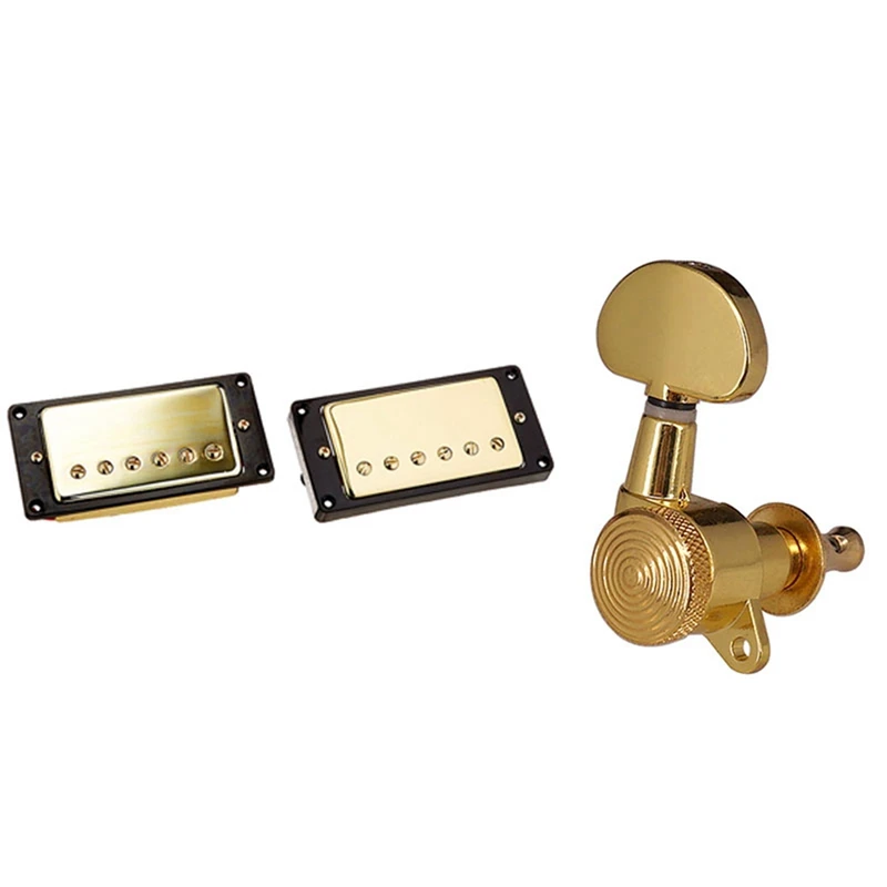 

1 Set Humbucker Pickup Gold For Gibson Les Paul & 1 Set String Tuners Tuning Peg Key Machine Heads Semicircle Button